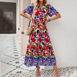 Diyun Cross-border European and American vacation Casual style printed dress Women's clothing Spring/Summer 2025 Amazon Independent Foreign Trade Station