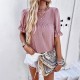 Diyun European and American women's T-shirt Amazon Spring/Summer 2024 Export Casual Solid Color short-sleeved cutout top Diyun European and American women's T-shirt Amazon Spring/Summer 2024 Export Casual Solid Color short-sleeved cutout top