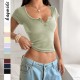 Diyun Cross-border European and American Y2K Spicy Girl Style Button Lace short-sleeved T-shirt women's clothing 2025 Spring/Summer Amazon Independent Store Diyun Cross-border European and American Y2K Spicy Girl Style Button Lace short-sleeved T-shirt women's clothing 2025 Spring/Summer Amazon Independent Store