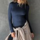 Diyun 2025 Spring/Summer Cross-border Amazon European and American Y2K knitted solid color slimming round neck long-sleeved T-shirt women's clothing Diyun 2025 Spring/Summer Cross-border Amazon European and American Y2K knitted solid color slimming round neck long-sleeved T-shirt women's clothing