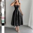 Diyun Cross-border European and American elegant style halter jacquard long dress for women's clothing 2025 summer Independent store on Amazon