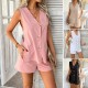 Di Yun 2025 Spring/Summer Cross-border European and American Casual Vacation Style cotton solid color cardigan, vest and short pants set women's clothing Di Yun 2025 Spring/Summer Cross-border European and American Casual Vacation Style cotton solid color cardigan, vest and short pants set women's clothing