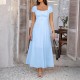 Diyun European and American Foreign Trade 2025 Spring/Summer Elegant solid color French dress with pleated puffed sleeves for women Diyun European and American Foreign Trade 2025 Spring/Summer Elegant solid color French dress with pleated puffed sleeves for women