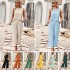 Diyun's European and American cross-border Amazon solid color fashion two-piece set for women 2025 Summer, elegant sleeveless top and capri pants