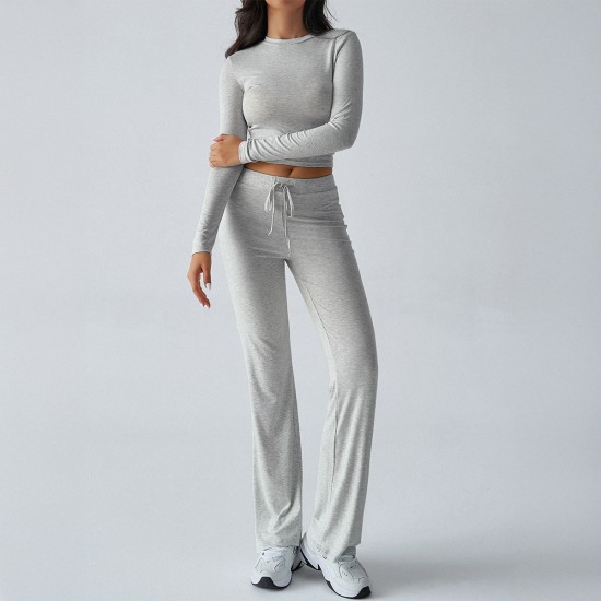 Diyun Cross-border Foreign Trade 2024 Autumn/Winter Y2K Casual Sporty Style Slimming Long-sleeved top Lace-up long Pants Set for women Diyun Cross-border Foreign Trade 2024 Autumn/Winter Y2K Casual Sporty Style Slimming Long-sleeved top Lace-up long Pants Set for women