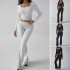 Diyun Cross-border Foreign Trade 2024 Autumn/Winter Solid-color casual knitted long-sleeved top, yoga wear and two-piece pants set for Europe and America