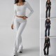 Diyun Cross-border Foreign Trade 2024 Autumn/Winter Solid-color casual knitted long-sleeved top, yoga wear and two-piece pants set for Europe and America