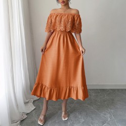 Diyun Cross-border European and American elegant A-line corset long dress for women's clothing 2025 summer independent store on Amazon