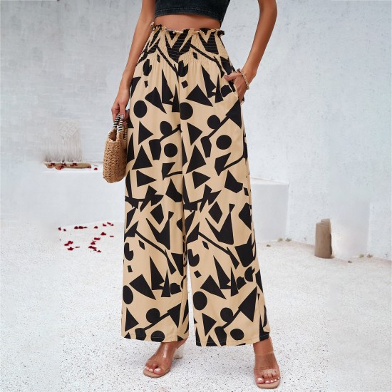 Diyun's European and American women's clothing cross-border Amazon Spring/Summer export, elegant and stylish cotton printed loose wide-leg pants Diyun's European and American women's clothing cross-border Amazon Spring/Summer export, elegant and stylish cotton printed loose wide-leg pants