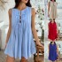 Di Yun's 2025 Spring/Summer cross-border European and American casual vacation style solid color, pleated sleeveless mini dress for children
