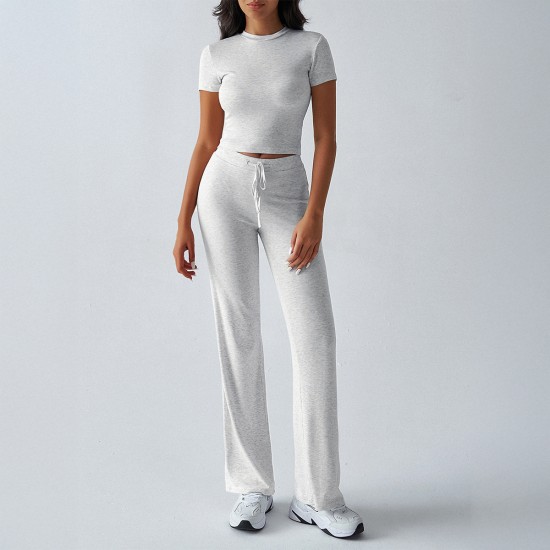 Diyun Cross-border Foreign Trade European and American Women's Clothing 2025 Spring/Summer Elegant Solid Color round neck Urban Casual Fashion Set for women Diyun Cross-border Foreign Trade European and American Women's Clothing 2025 Spring/Summer Elegant Solid Color round neck Urban Casual Fashion Set for women