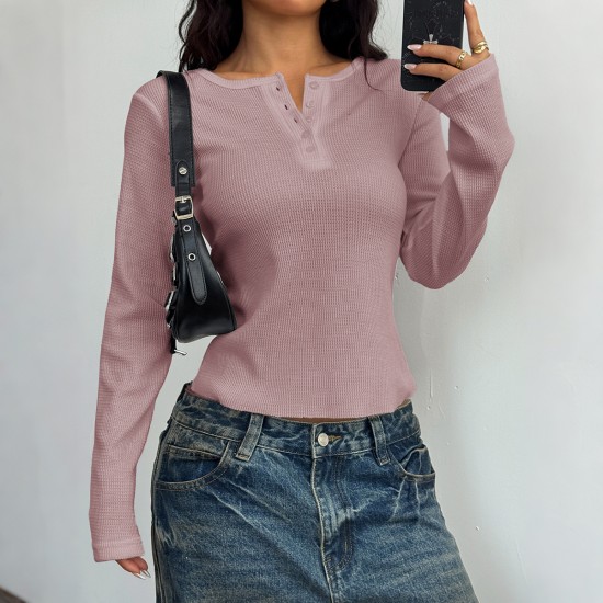 Diyun Cross-border European and American Y2K Spicy Girl Style Button long-sleeved vest T-shirt women's clothing 2025 Spring/Summer Amazon Independent Store