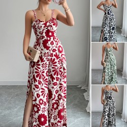 Di Yun's European and American cross-border 2025 Spring/Summer elegant and stylish twist-printed small halter wide-leg one-piece long pants women's clothing