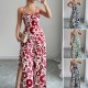 Di Yun's European and American cross-border 2025 Spring/Summer elegant and stylish twist-printed small halter wide-leg one-piece long pants women's clothing Di Yun's European and American cross-border 2025 Spring/Summer elegant and stylish twist-printed small halter wide-leg one-piece long pants women's clothing