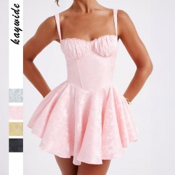 Diyun Cross-border European and American elegant evening dress, halter dress for children, 2025 summer Amazon mini skirt