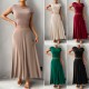 Diyun's European and American cross-border Amazon 2024 Spring/Summer short-sleeved women's wear, elegant and form-fitting solid color short-sleeved dress set Diyun's European and American cross-border Amazon 2024 Spring/Summer short-sleeved women's wear, elegant and form-fitting solid color short-sleeved dress set