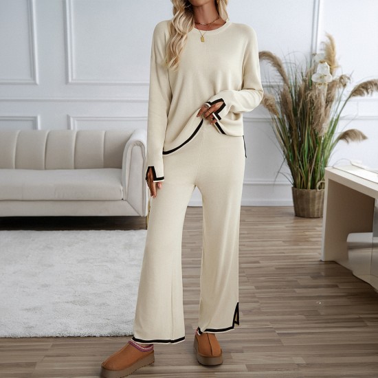 Diyun Cross-border Women's Clothing Set for Amazon 2024, a casual and elegant solid-color knitted long-sleeved woolen coat and pants set Diyun Cross-border Women's Clothing Set for Amazon 2024, a casual and elegant solid-color knitted long-sleeved woolen coat and pants set