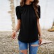 Diyun Cross-border European and American women's Clothing 2024 Spring/Summer Export Style Casual Solid Color semi-high neck short-sleeved lace top Diyun Cross-border European and American women's Clothing 2024 Spring/Summer Export Style Casual Solid Color semi-high neck short-sleeved lace top