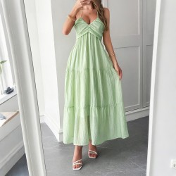 Diyun Cross-border European and American casual vacation halter semi-transparent dress women's clothing 2025 Summer Amazon Independent Station