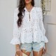 Diyun European and American Cross-border 2025 Spring/Summer Casual Vacation Loose lace-up cardigan Solid Color Cutout top Women's shirt Diyun European and American Cross-border 2025 Spring/Summer Casual Vacation Loose lace-up cardigan Solid Color Cutout top Women's shirt
