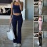 Diyun Cross-border 2025 Spring/Summer European and American Y2K Casual Sporty Style Solid color knitted vest long Pants Set Women's Clothing