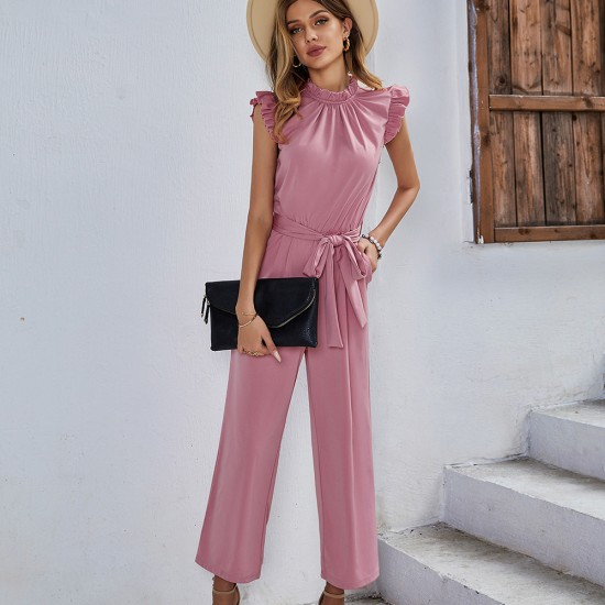 Diyun Cross-border Women's Clothing Amazon Casual short-sleeved solid color one-piece Pants 2024 Spring Flying Sleeve Top Diyun Cross-border Women's Clothing Amazon Casual short-sleeved solid color one-piece Pants 2024 Spring Flying Sleeve Top