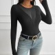 Diyun Foreign Trade Cross-border 2024 Autumn/Winter Amazon Top Women's Wear European and American Y2K Sexy deep V patchwork long-sleeved T-shirt Diyun Foreign Trade Cross-border 2024 Autumn/Winter Amazon Top Women's Wear European and American Y2K Sexy deep V patchwork long-sleeved T-shirt