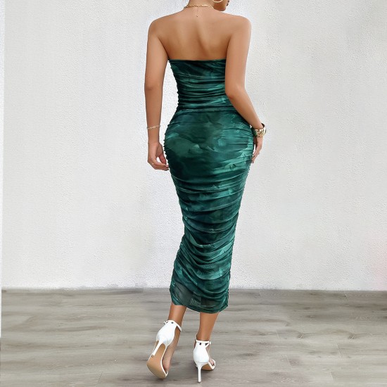 Diyun Cross-border Independent Station European and American women's Clothing Export 2025 Spring/Summer Elegant, slimming and pure, strapless and smudged dress Diyun Cross-border Independent Station European and American women's Clothing Export 2025 Spring/Summer Elegant, slimming and pure, strapless and smudged dress