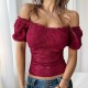 Diyun Cross-border Amazon Spring/Summer 2025 European and American sexy hollowed-out crop top, slimming one-shoulder lace women's clothing Diyun Cross-border Amazon Spring/Summer 2025 European and American sexy hollowed-out crop top, slimming one-shoulder lace women's clothing