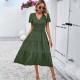Diyun Cross-border Women's Clothing Amazon Spring/Summer 2025 Foreign Trade Elegant Casual Polka dot V-neck Short-sleeved dress Diyun Cross-border Women's Clothing Amazon Spring/Summer 2025 Foreign Trade Elegant Casual Polka dot V-neck Short-sleeved dress