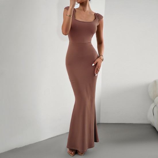 Diyun European and American cross-border Women's Clothing 2023 Autumn Export Amazon Independent Station Slimming and sexy square neck knitted dress Diyun European and American cross-border Women's Clothing 2023 Autumn Export Amazon Independent Station Slimming and sexy square neck knitted dress