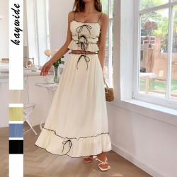 Diyun Cross-border Vacation and Leisure Seaside Atmosphere Fashion Two-piece Set for Women 2025 Summer Mini Halter Half-length Skirt