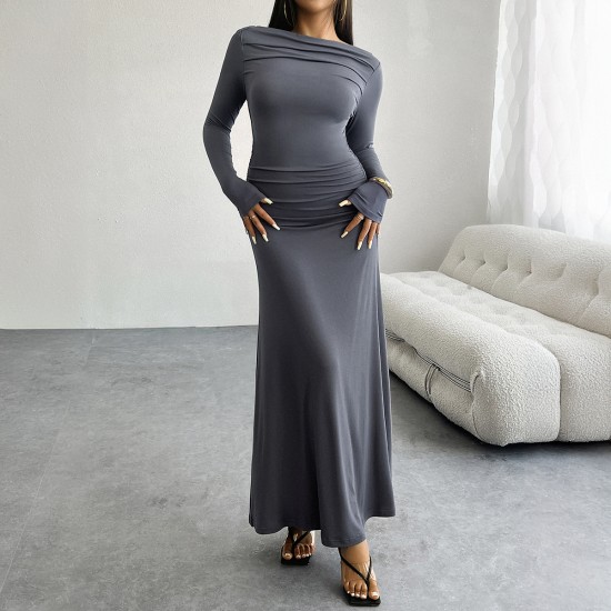 Diyun Cross-border 2024 Autumn/Winter Amazon European and American foreign Trade Women's Clothing, solid color, body-hugging one-shoulder dress Diyun Cross-border 2024 Autumn/Winter Amazon European and American foreign Trade Women's Clothing, solid color, body-hugging one-shoulder dress