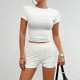 Diyun Cross-border Amazon Europe and America Y2K Women's Clothing Export 2024 Spring/Summer Sexy Solid Color Slim Short Pants Set Diyun Cross-border Amazon Europe and America Y2K Women's Clothing Export 2024 Spring/Summer Sexy Solid Color Slim Short Pants Set