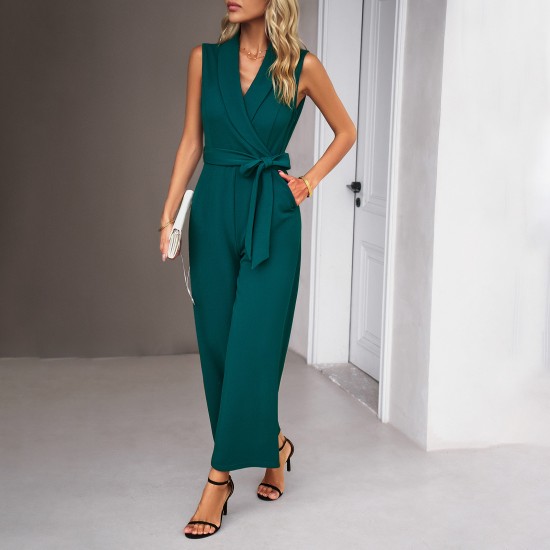 Diyun European and American cross-border Amazon sleeveless jumpsuit Women's 2023 Autumn/Winter Foreign Trade Women's Casual Commuting trousers Diyun European and American cross-border Amazon sleeveless jumpsuit Women's 2023 Autumn/Winter Foreign Trade Women's Casual Commuting trousers