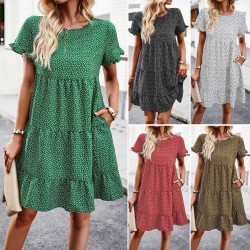 Diyun's European and American cross-border Amazon casual vacation print dress for Spring/Summer 2023, with a unique ranch style