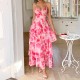 Diyun European and American casual vacation style halter print cake dress Long dress Women's clothing Spring/Summer 2025 Amazon Diyun European and American casual vacation style halter print cake dress Long dress Women's clothing Spring/Summer 2025 Amazon