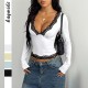 Diyun Cross-border European and American Y2K sexy style lace long-sleeved vest T-shirt women's clothing 2025 Spring/Summer Amazon Independent Store Diyun Cross-border European and American Y2K sexy style lace long-sleeved vest T-shirt women's clothing 2025 Spring/Summer Amazon Independent Store