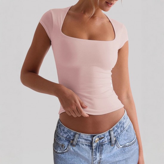 Diyun Cross-border European and American yoga wear, sports elastic slimming T-shirt women's clothing, Summer 2025 Amazon Independent foreign Trade Station Diyun Cross-border European and American yoga wear, sports elastic slimming T-shirt women's clothing, Summer 2025 Amazon Independent foreign Trade Station
