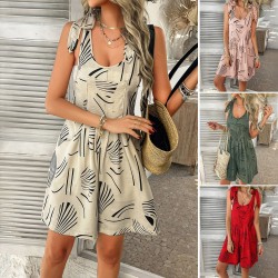 Diyun Cross-border 2025 Spring/Summer European and American Casual Bohemian Vacation Cotton printed halter-neck Jumpsuit women's clothing