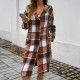 Diyun Cross-border Trade Amazon Europe and America 2024 Autumn/Winter Women's Casual Loose, color-blocking button-down hooded jacket Diyun Cross-border Trade Amazon Europe and America 2024 Autumn/Winter Women's Casual Loose, color-blocking button-down hooded jacket