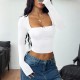 Diyun Cross-border European and American Y2K Spicy Girl style solid color long-sleeved base layer T-shirt women's clothing 2025 Summer Amazon Independent Store