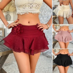 Diyun Cross-border 2025 Spring/Summer European and American short skirts, children's wear, Bohemian casual vacation solid color flower skirts