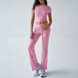 Diyun Cross-border Foreign Trade European and American Women's Clothing 2025 Spring/Summer Elegant Solid Color round neck Urban Casual Fashion Set for women