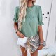 Diyun European and American women's T-shirt Amazon Spring/Summer 2024 Export Casual Solid Color short-sleeved cutout top Diyun European and American women's T-shirt Amazon Spring/Summer 2024 Export Casual Solid Color short-sleeved cutout top