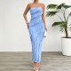 Diyun European and American women's clothing cross-border trade Amazon 2025 Spring/Summer Sexy body-hugging solid color strapless dress