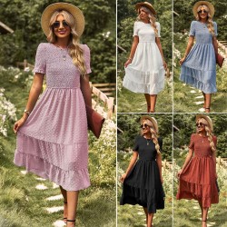 Diyun has developed and designed cross-border fashionable women's clothing for Europe and America. The Amazon big swing dress is elegant, flowing and slimming