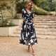 Diyun designed a cross-border Amazon dress for Europe and America in the summer of 2025, featuring a chic, waist-cinched, deep V-neck and printed long dress Diyun designed a cross-border Amazon dress for Europe and America in the summer of 2025, featuring a chic, waist-cinched, deep V-neck and printed long dress