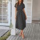 Diyun 2025 Spring/Summer Cross-border European and American Style Casual Vacation Trend Point Printed high-waisted lace-up Dress women's clothing Diyun 2025 Spring/Summer Cross-border European and American Style Casual Vacation Trend Point Printed high-waisted lace-up Dress women's clothing
