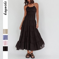 Diyun Cross-border European and American vacation casual style sexy halter lace-up dress for women, Spring/Summer 2025 Amazon Export